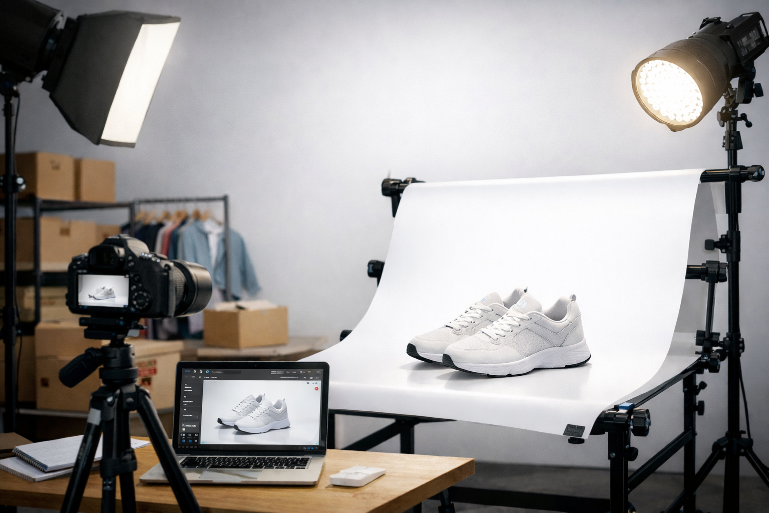 stół bezcieniowy w fotografii e-commerce